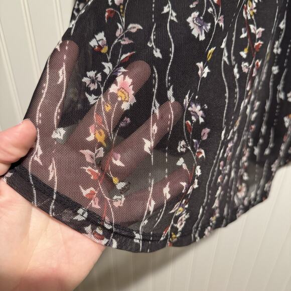 Maurices Black Floral Smocked Mesh Top Plus Size 3X - Picture 4 of 9